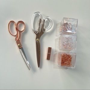 Rose gold lucite office accessories set